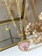 Collar Corazón Cristal Rosa Cadena Delgada Mixta   - Miniatura 1