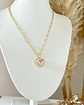 Collar Corazón Cristal Rosa Cadena Delgada Mixta   - Miniatura 4