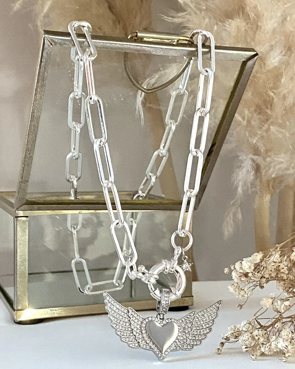 Collar Corazón Alado Circones Silver 3