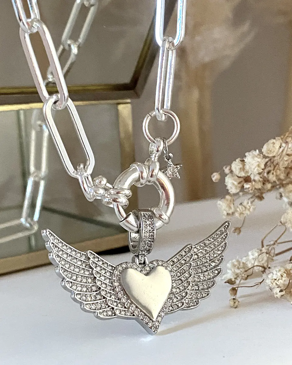 Collar Corazón Alado Circones Silver 6