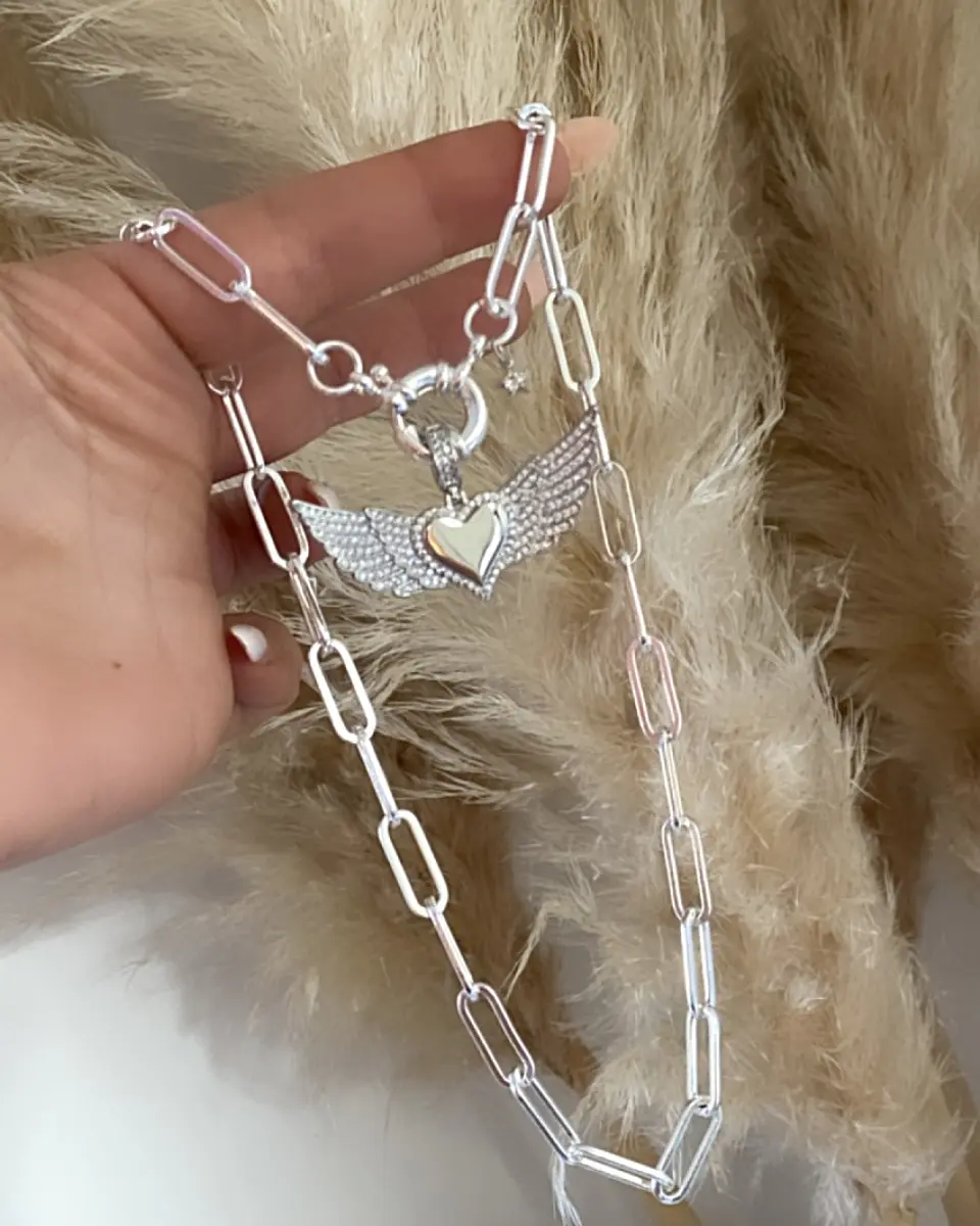 Collar Corazón Alado Circones Silver 2