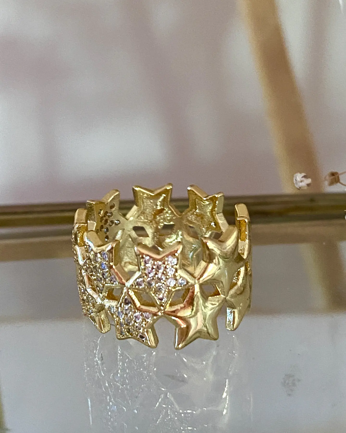 Anillo Doble Banda de Estrellas Circones Gold 4
