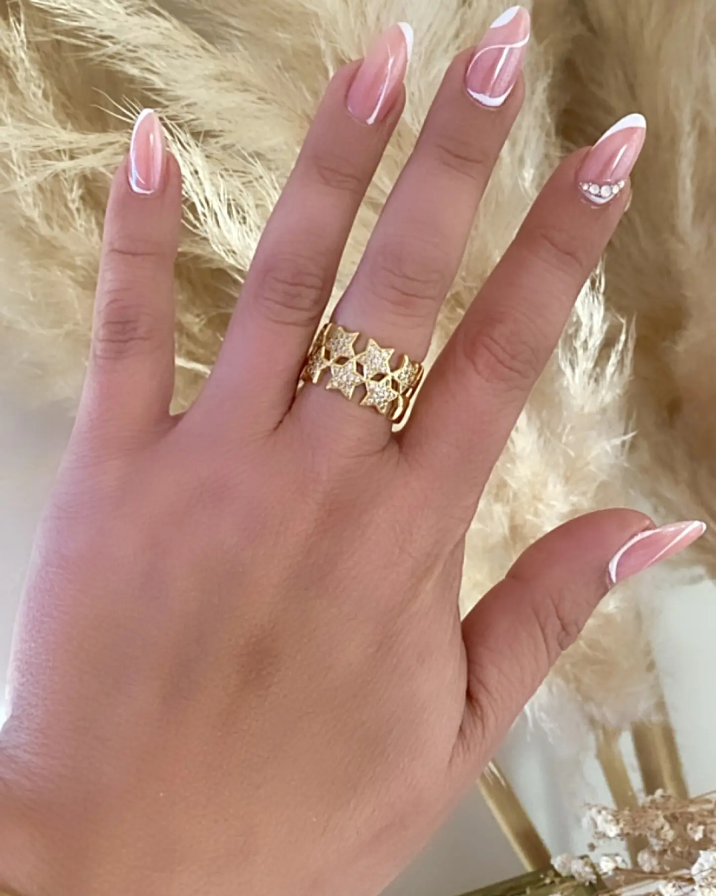 Anillo Doble Banda de Estrellas Circones Gold 3