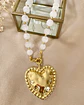 Collar Maxi Corazón Martillado Cuarzo Cristal Gold - Miniatura 4