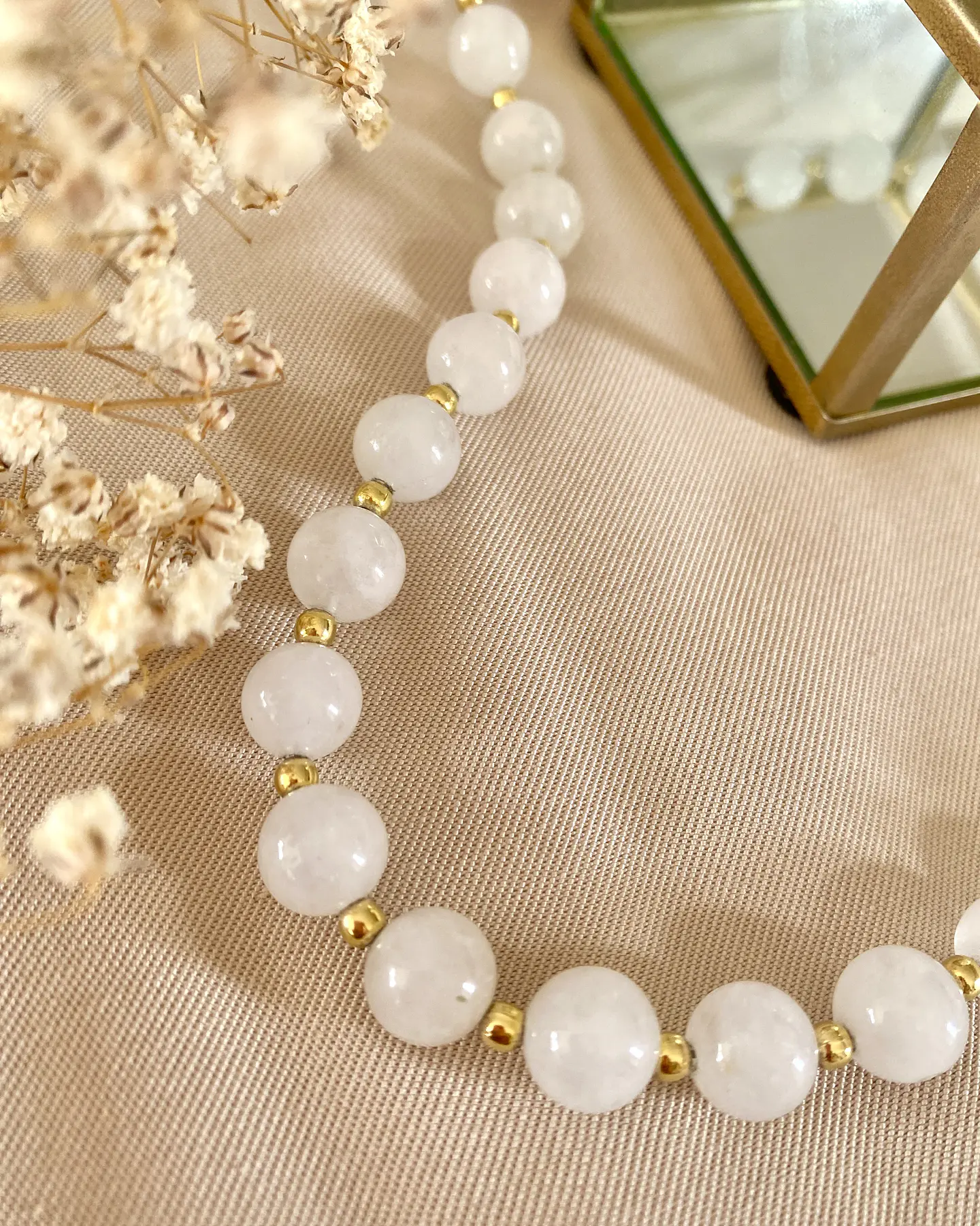 Collar Maxi Corazón Martillado Cuarzo Cristal Gold 6