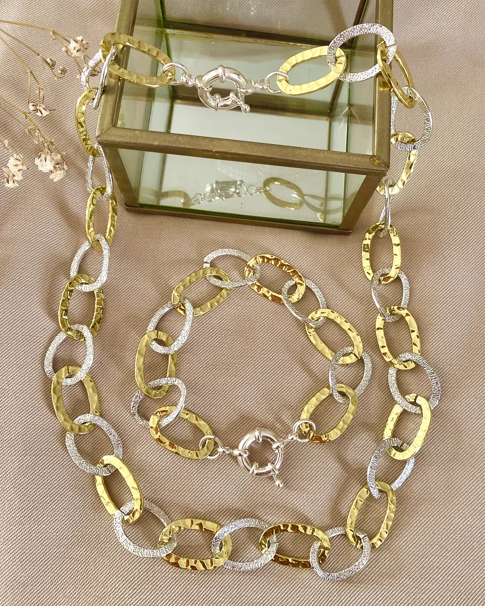 Conjunto Mix Maxi Eslabones Silver and Gold 7