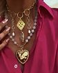 Collar Maxi Corazón Martillado Cuarzo Cristal Gold - Miniatura 1