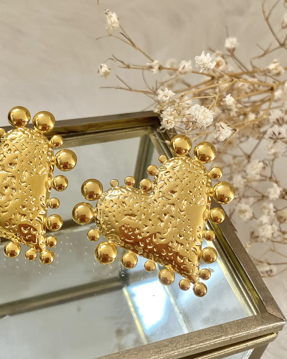 Maxi Aros Corazón Relieve y esferas gold  4