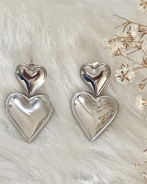 Aros María Corazón Doble Silver 