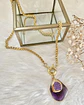 Collar Colgante Amatista y Drusa eslabones trigo gold   - Miniatura 5