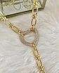 Collar Conector corazón Circones y cadeneta gold - Miniatura 4