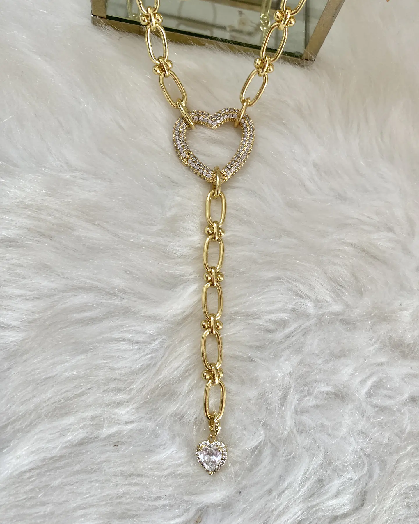Collar Conector corazón Circones y cadeneta gold 8