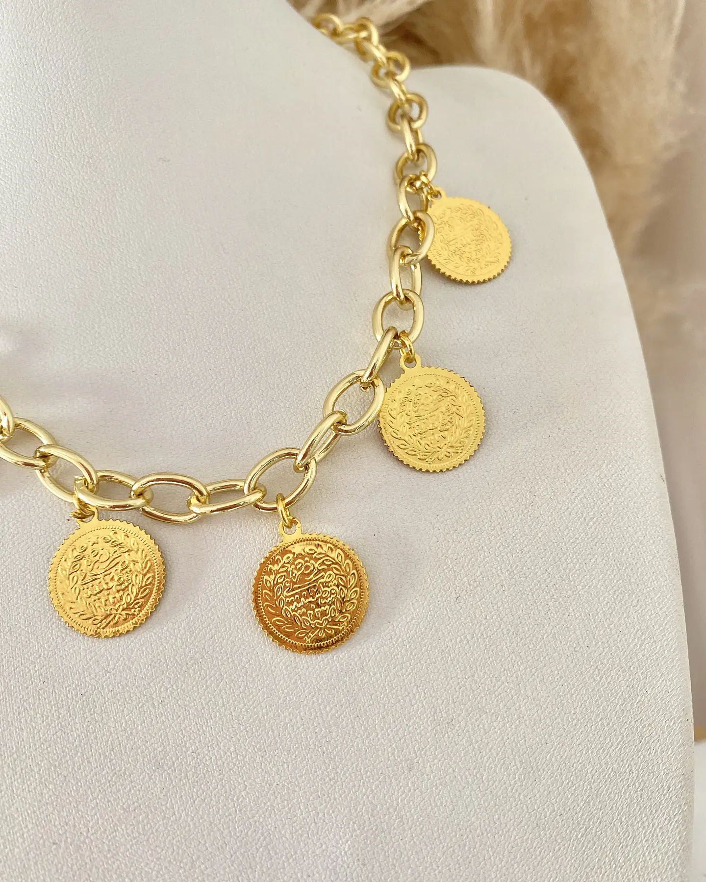 Collar Choker Monedas eslabones ovalados gold 2