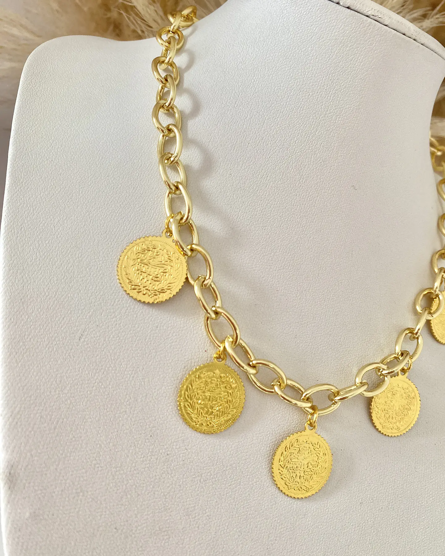 Collar Choker Monedas eslabones ovalados gold 3
