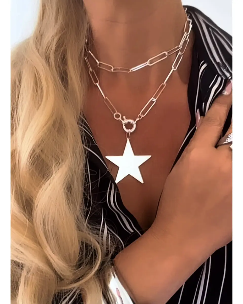 Collar XL Maxi Estrella Lijada Silver   6