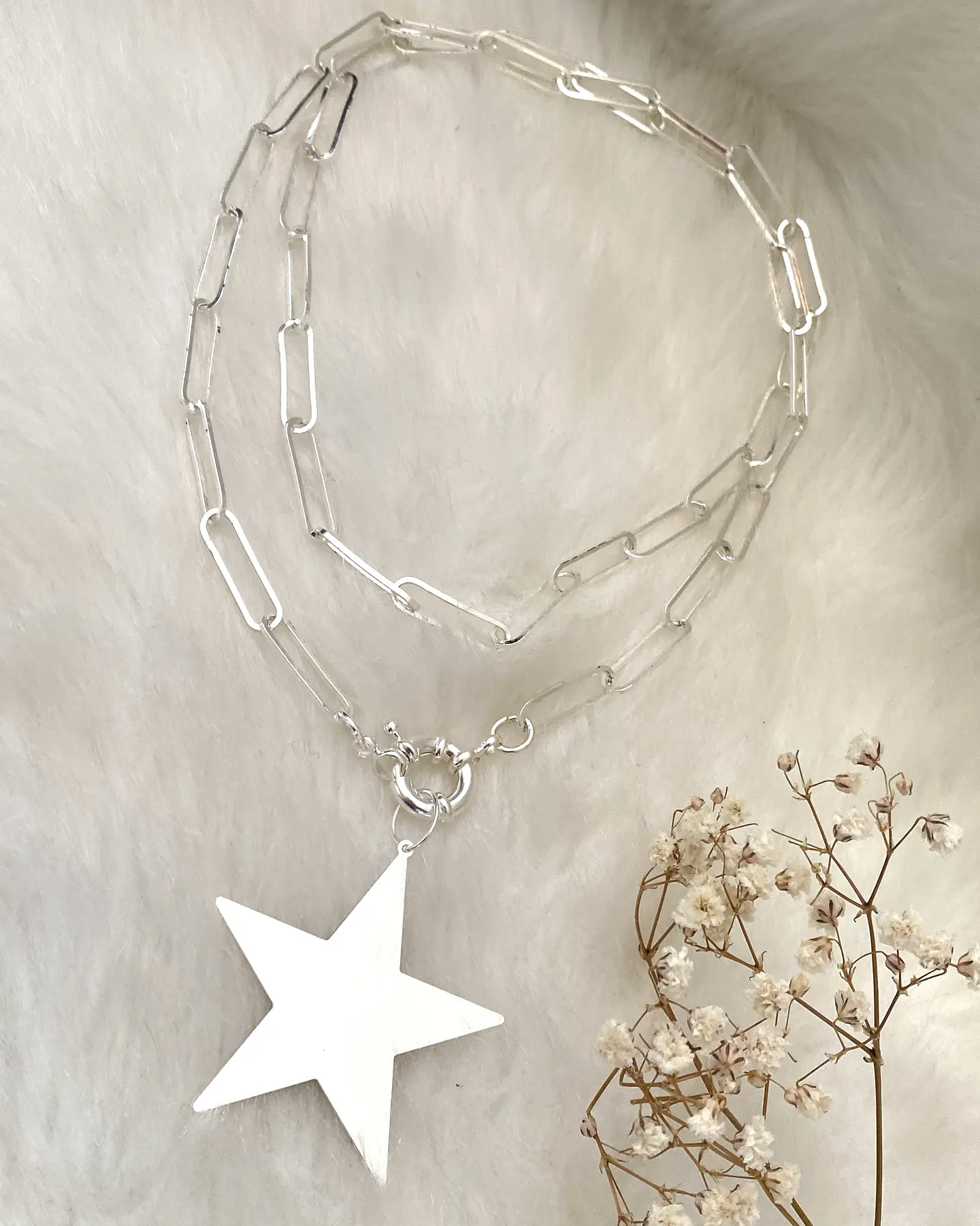 Collar XL Maxi Estrella Lijada Silver   3