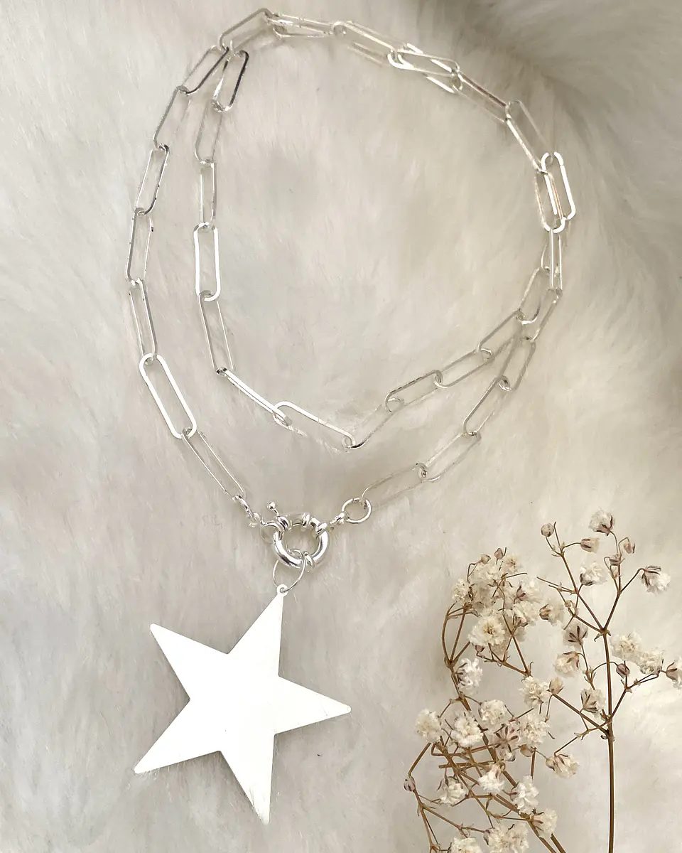 Collar XL Maxi Estrella Lijada Silver   3