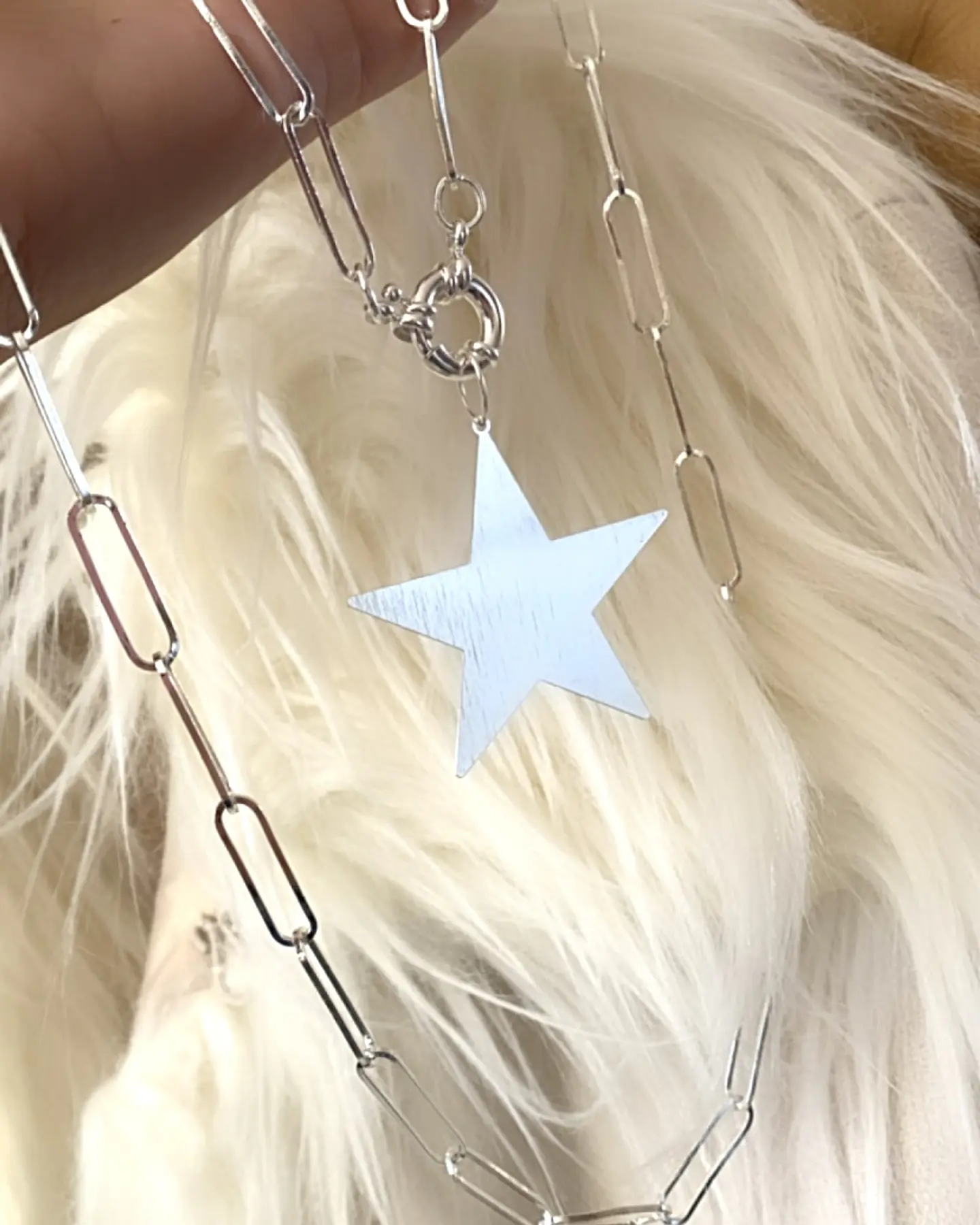 Collar XL Maxi Estrella Lijada Silver   4