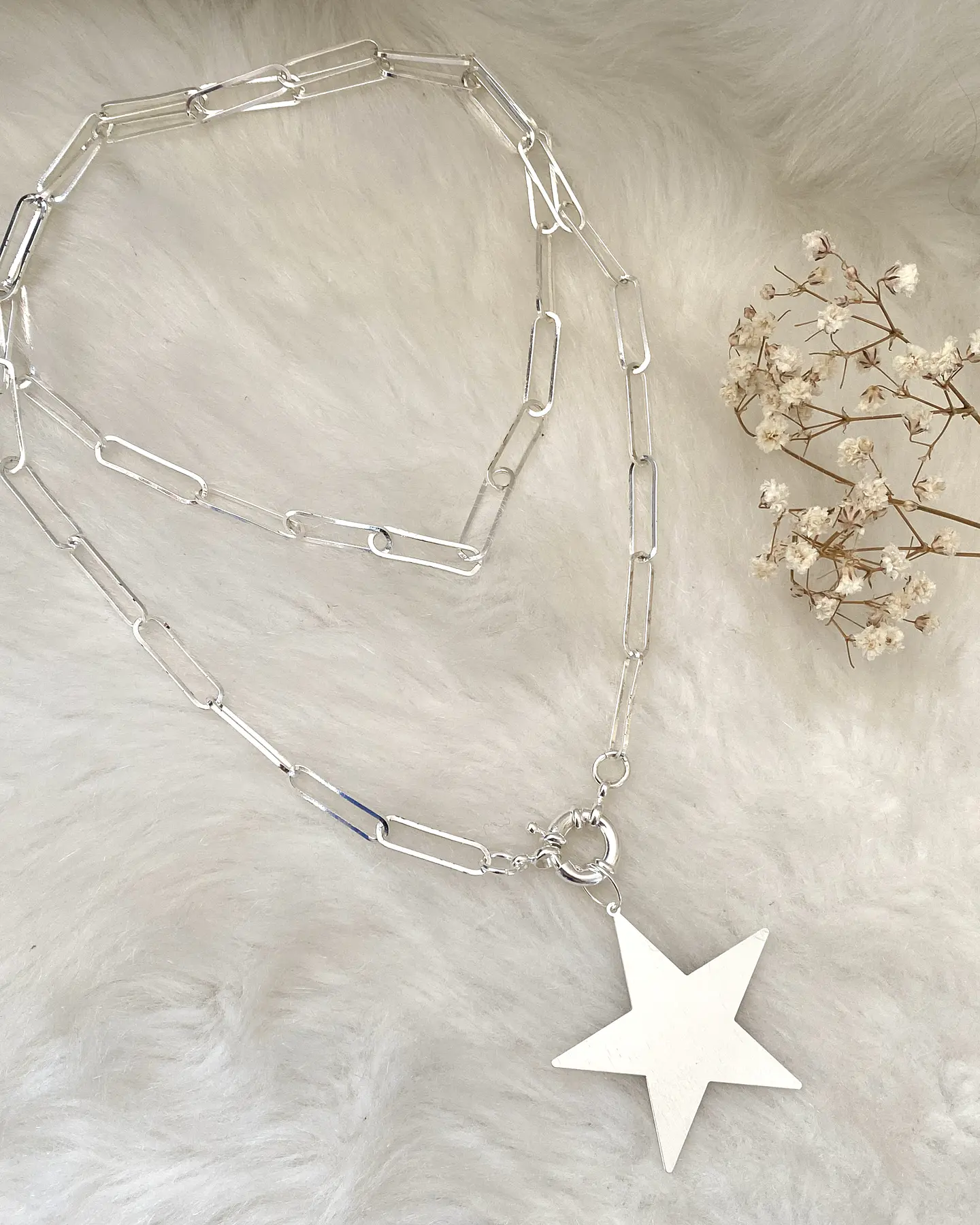 Collar XL Maxi Estrella Lijada Silver   8
