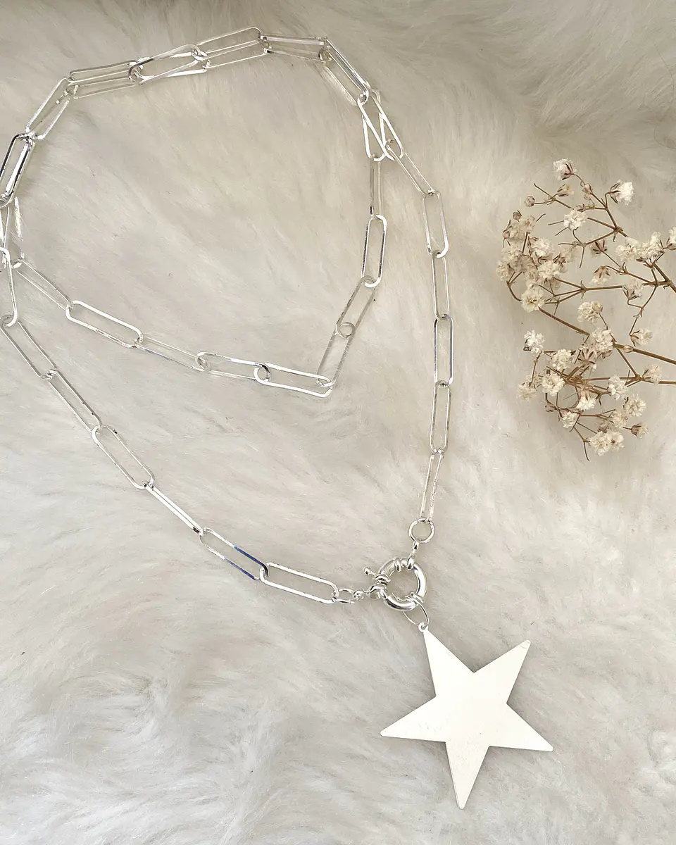 Collar XL Maxi Estrella Lijada Silver   8