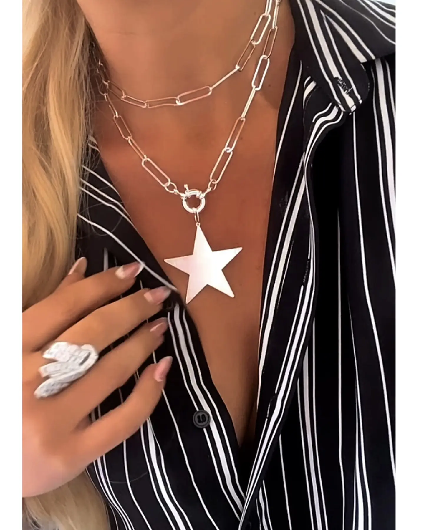 Collar XL Maxi Estrella Lijada Silver   1