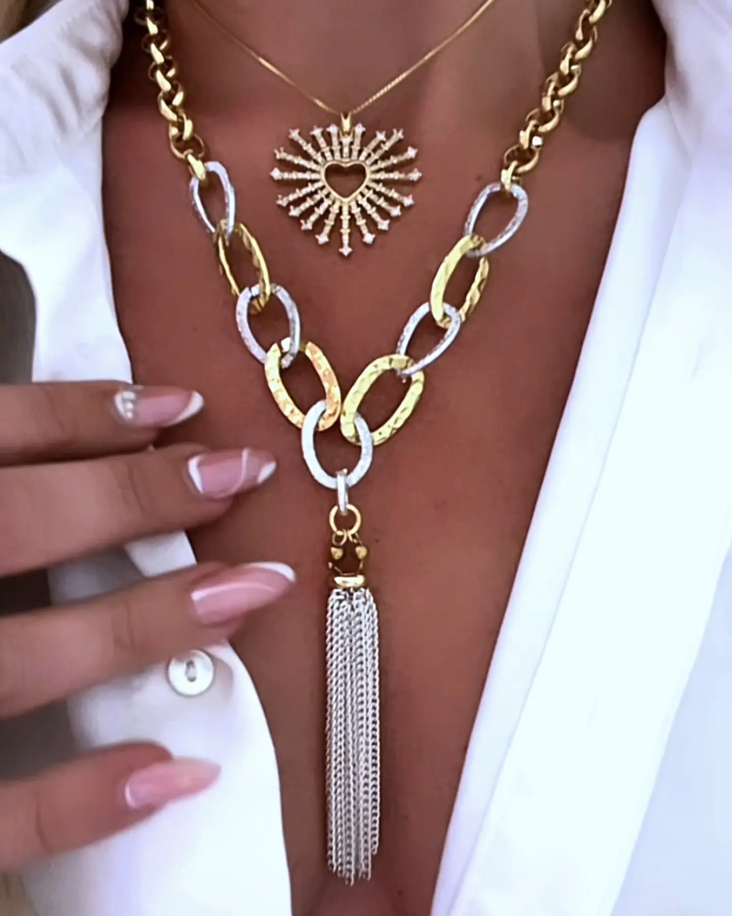 Collar Galeano Silver & Gold eslabones mixtos   1