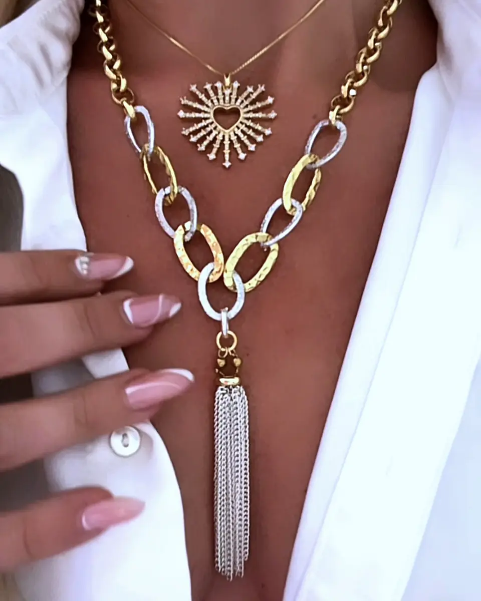 Collar Galeano Silver & Gold eslabones mixtos   1