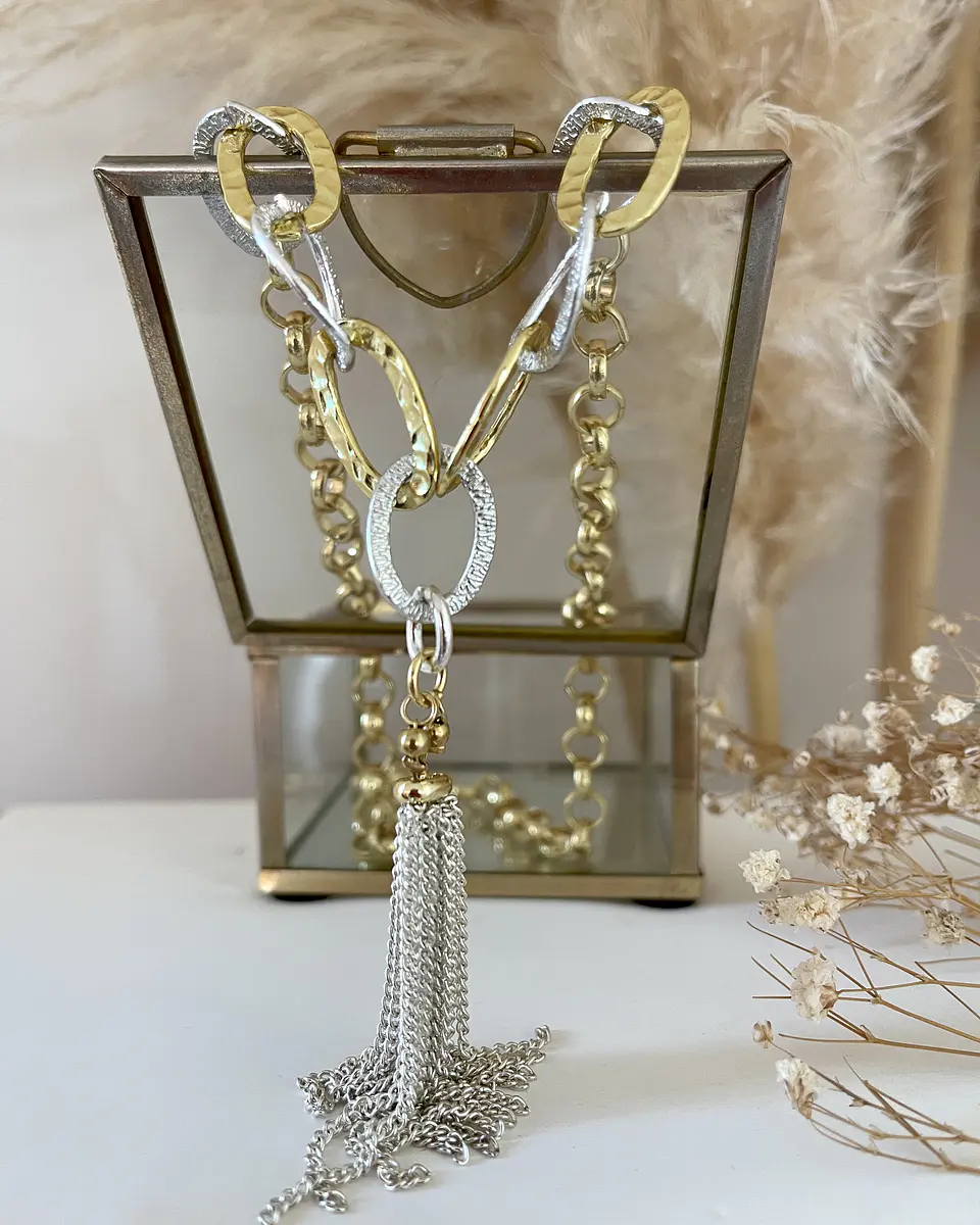 Collar Galeano Silver & Gold eslabones mixtos   2