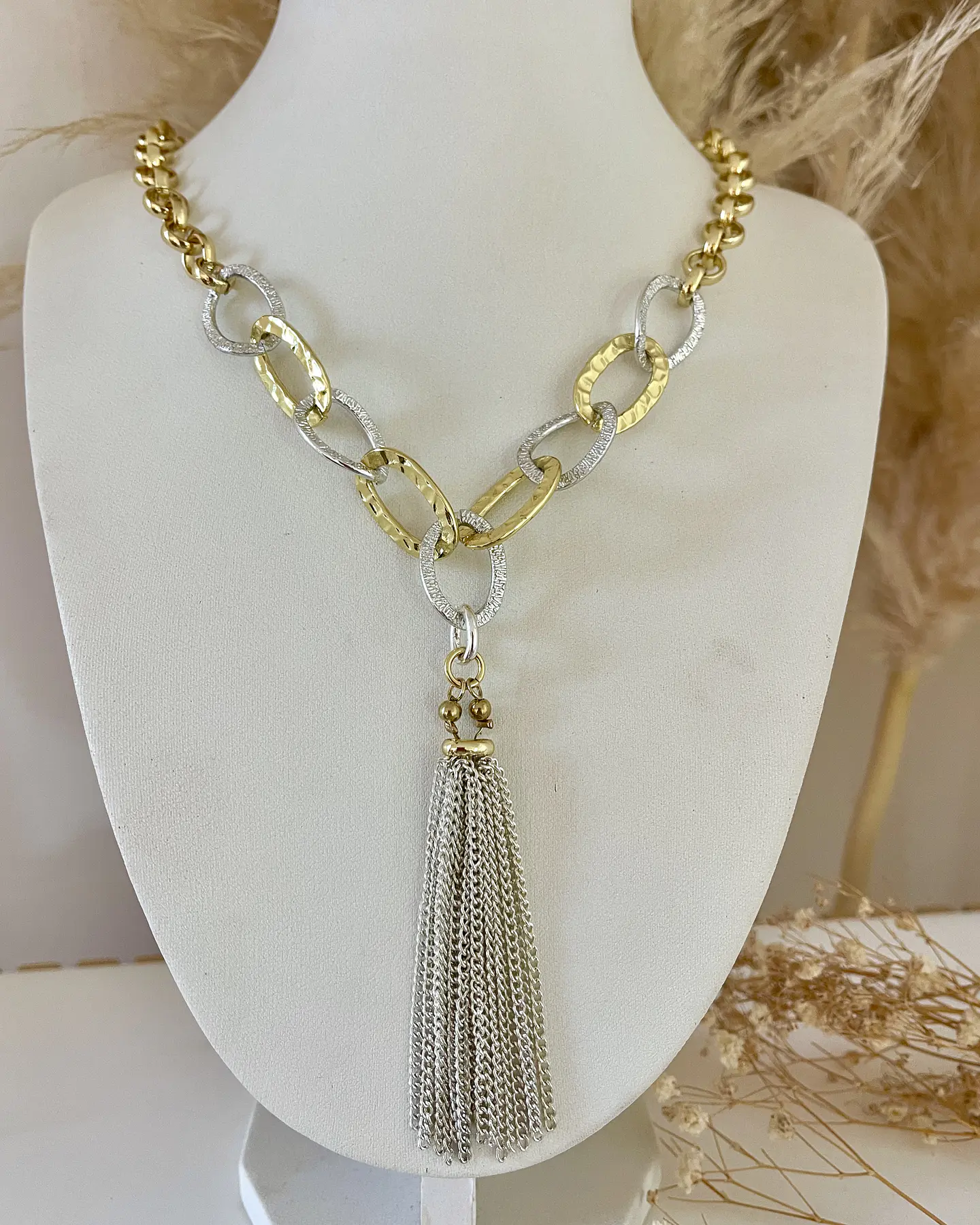 Collar Galeano Silver & Gold eslabones mixtos   4