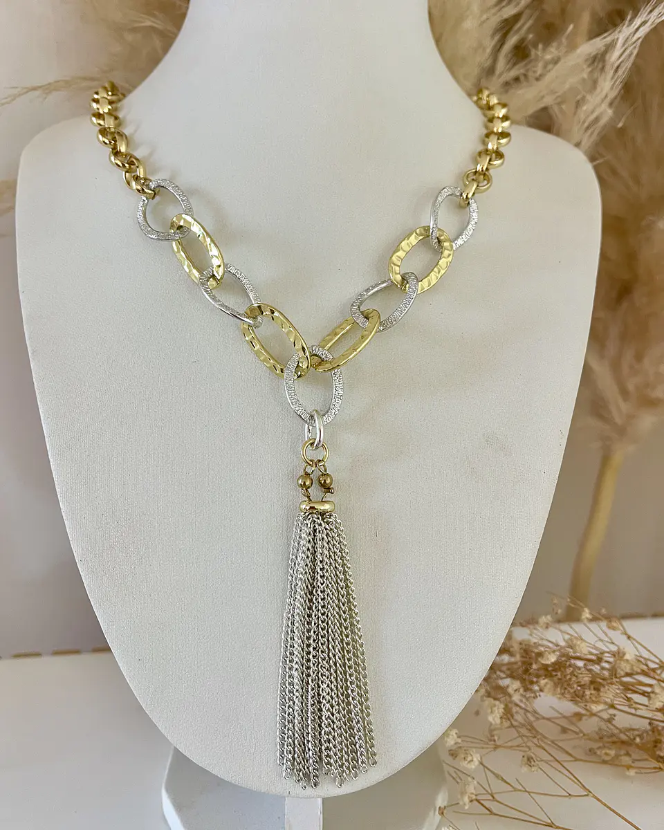 Collar Galeano Silver & Gold eslabones mixtos   4