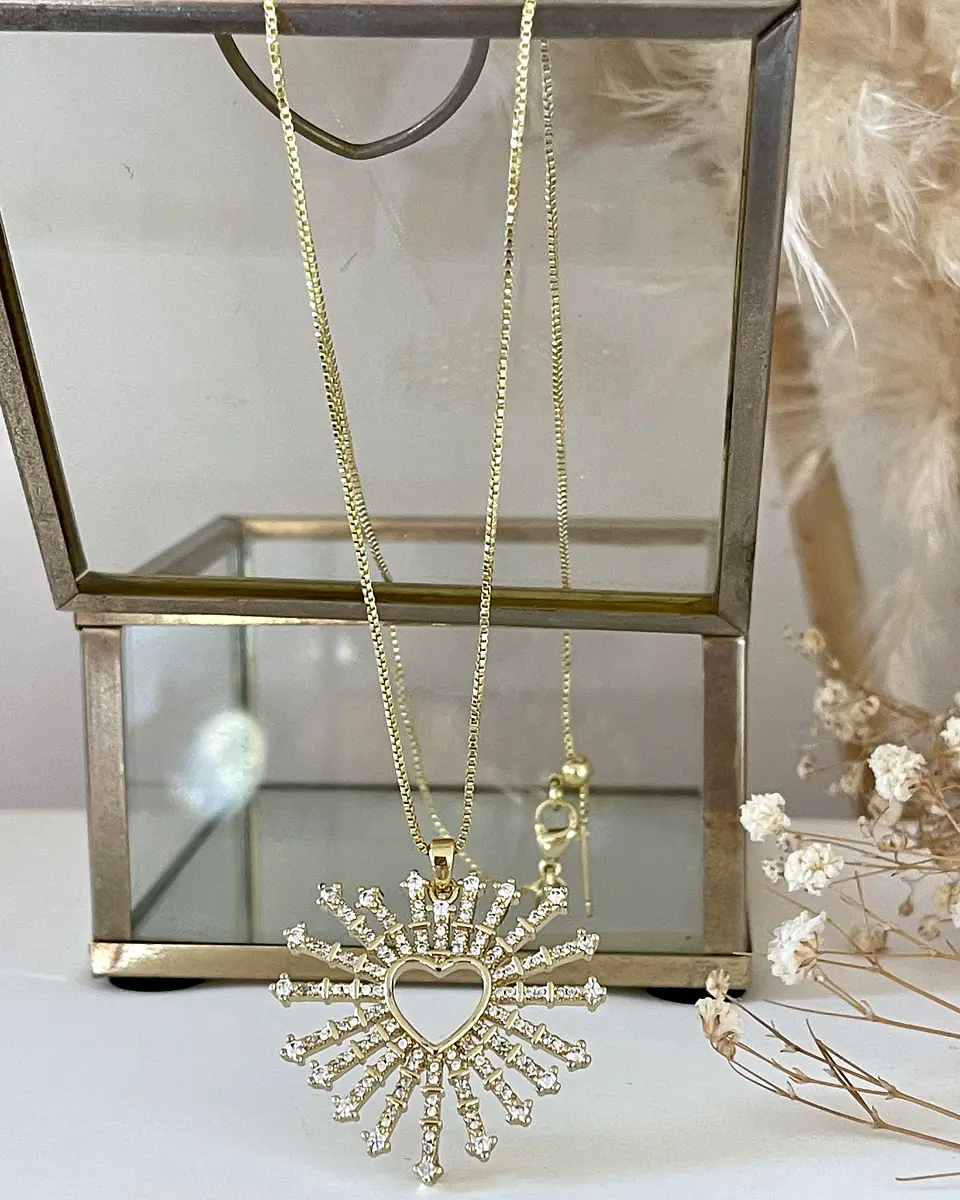 Collar Cadena Corazón Rayos Full Circones Gola 2