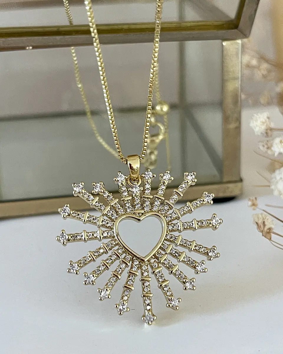 Collar Cadena Corazón Rayos Full Circones Gola 3