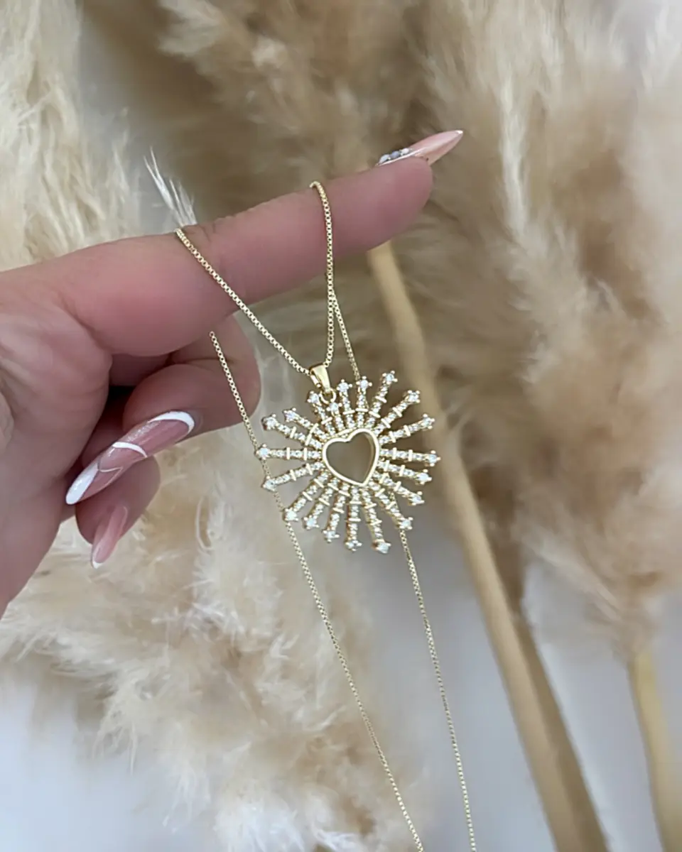 Collar Cadena Corazón Rayos Full Circones Gola 4