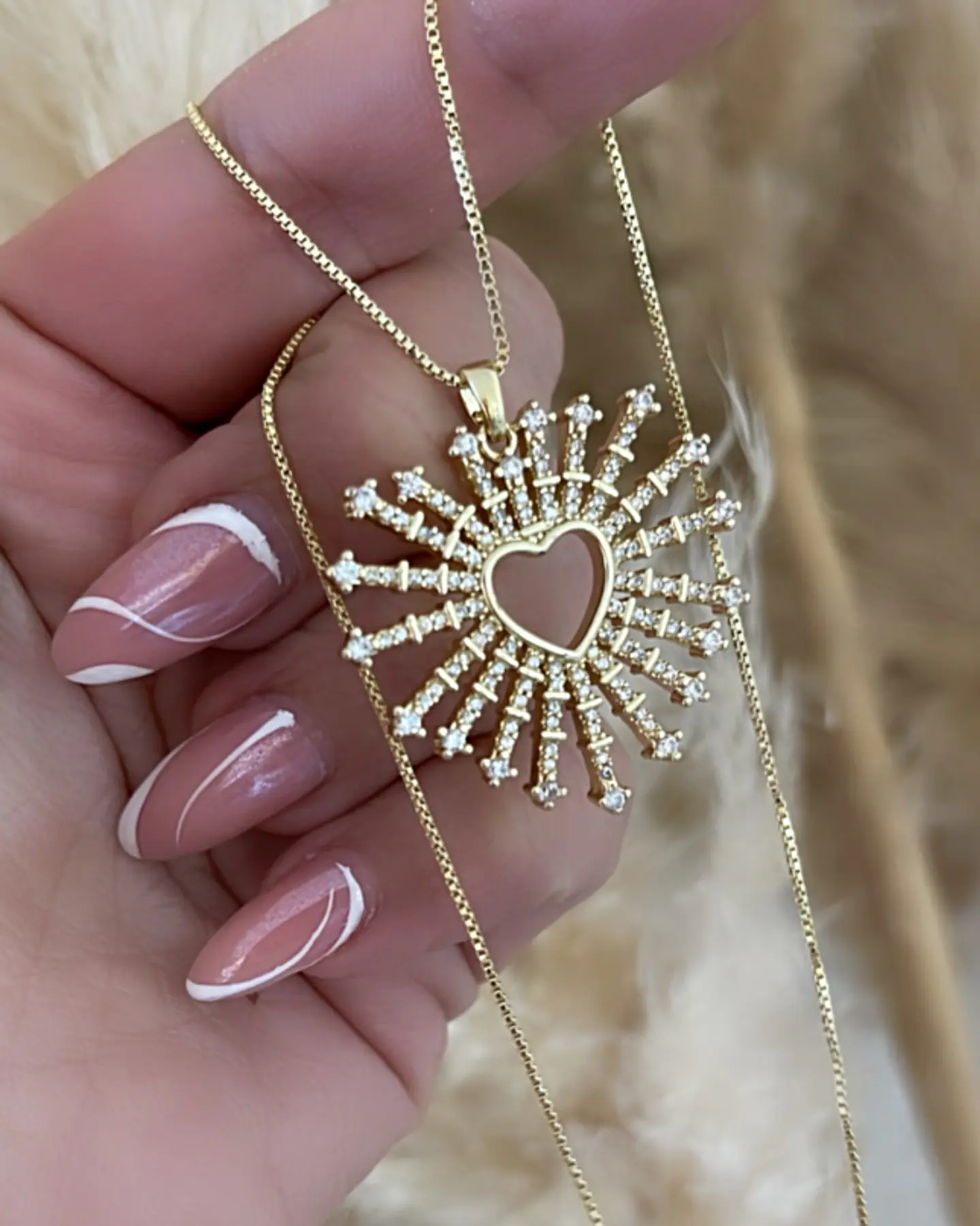 Collar Cadena Corazón Rayos Full Circones Gola 5