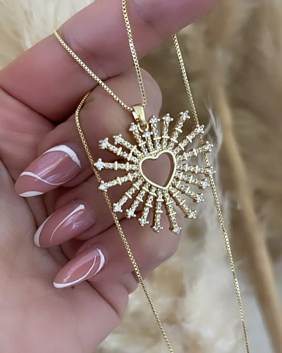 Collar Cadena Corazón Rayos Full Circones Gola 5