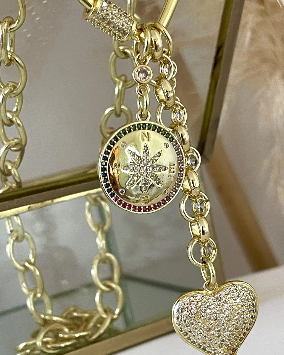 Collar Mariana Conector Corazón Multidije Gold  3