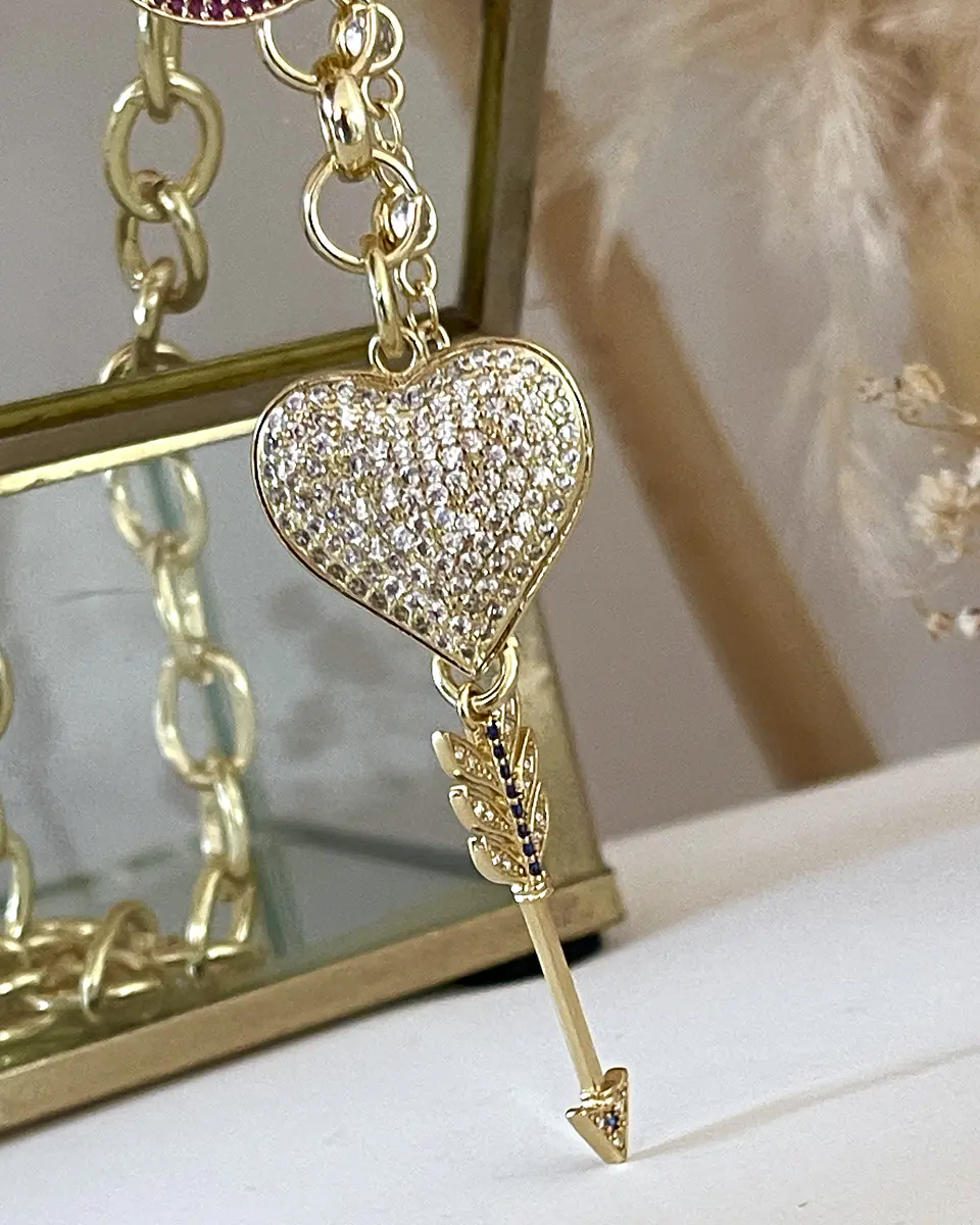 Collar Mariana Conector Corazón Multidije Gold  4