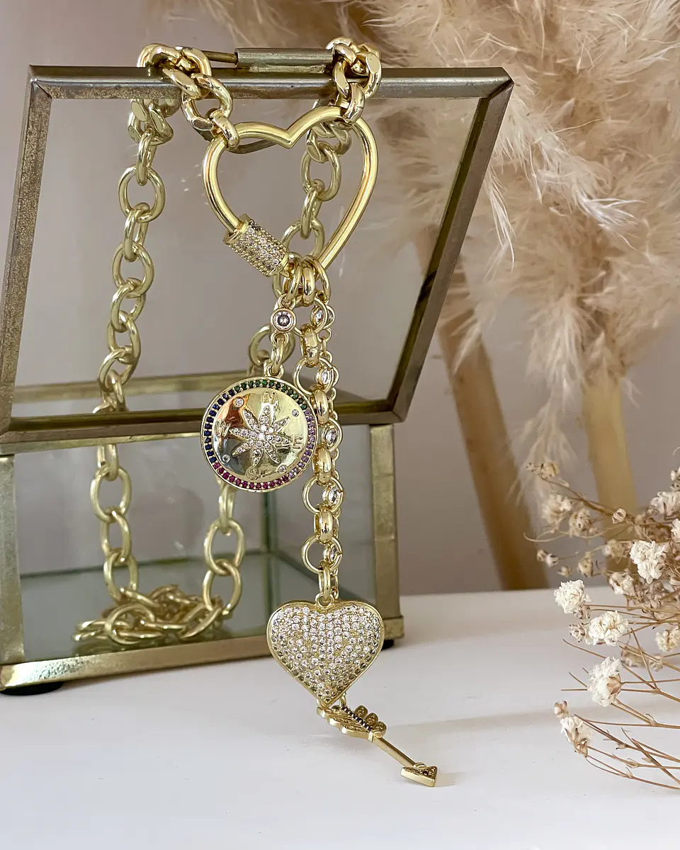 Collar Mariana Conector Corazón Multidije Gold  5