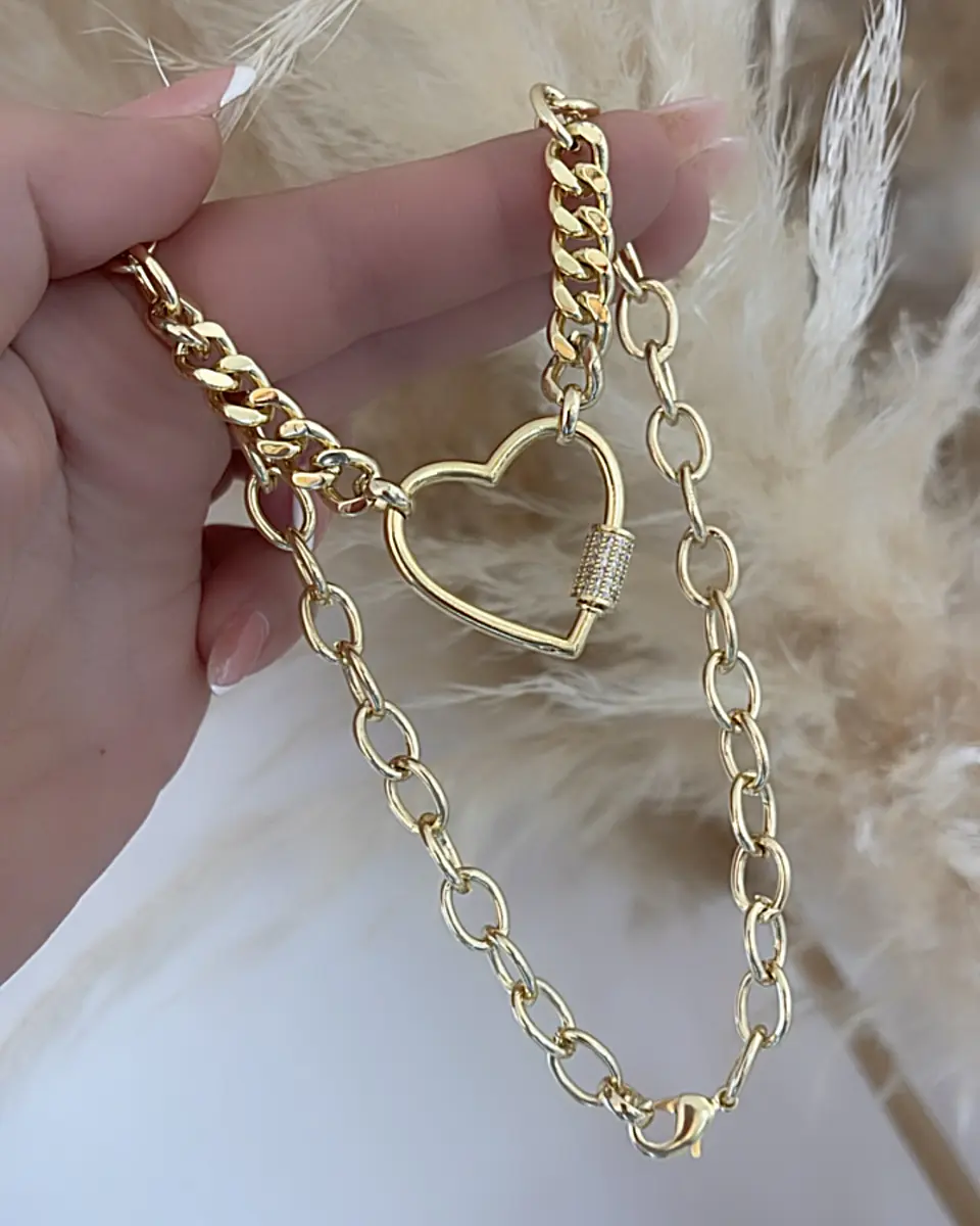 Collar Mariana Conector Corazón Multidije Gold  7