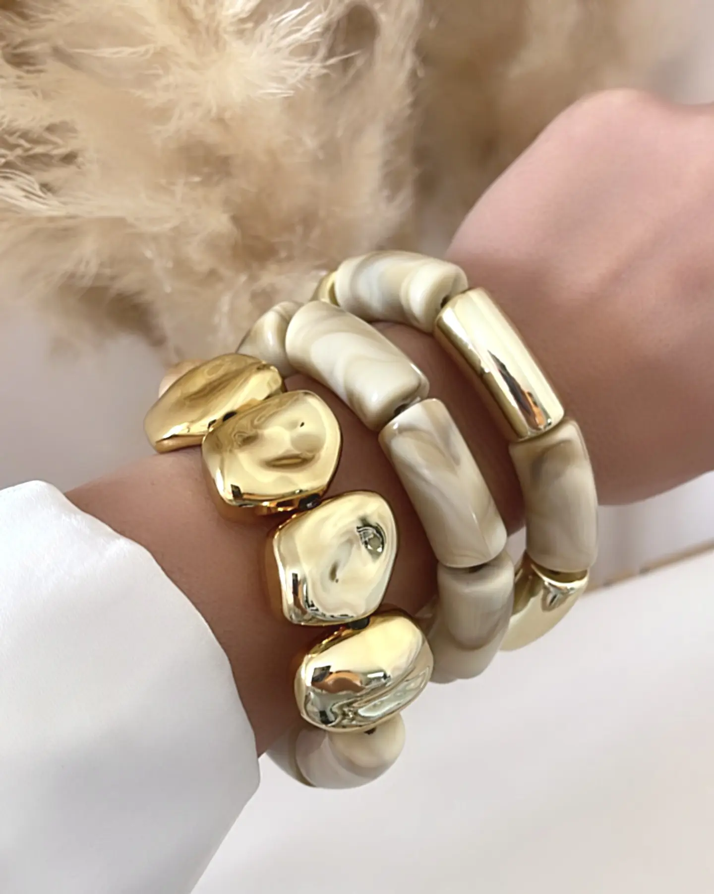 Trío Brazaletes Retro Paris Gold 2