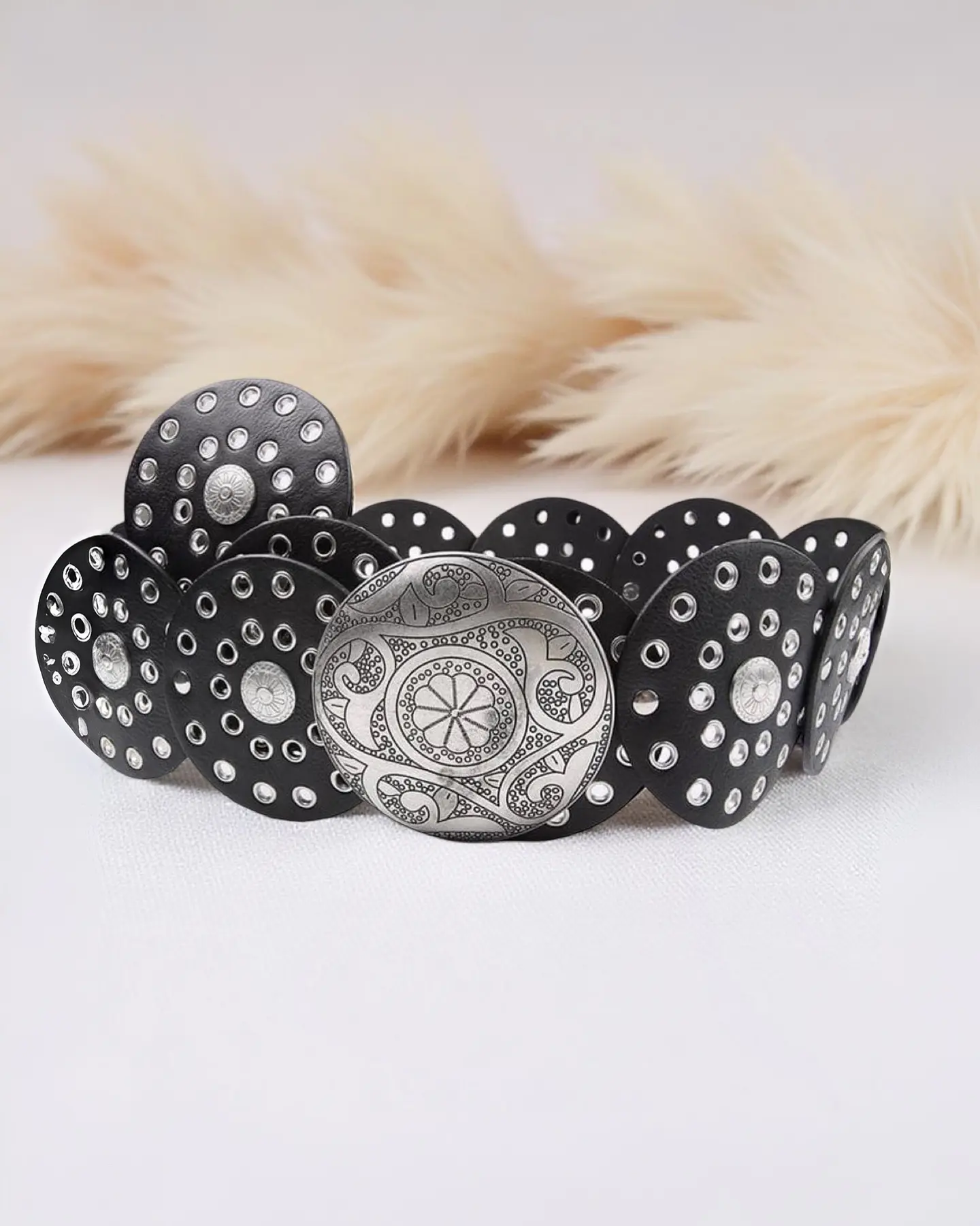 Maxi Cinturon Bohemian Chic Black Silver 2