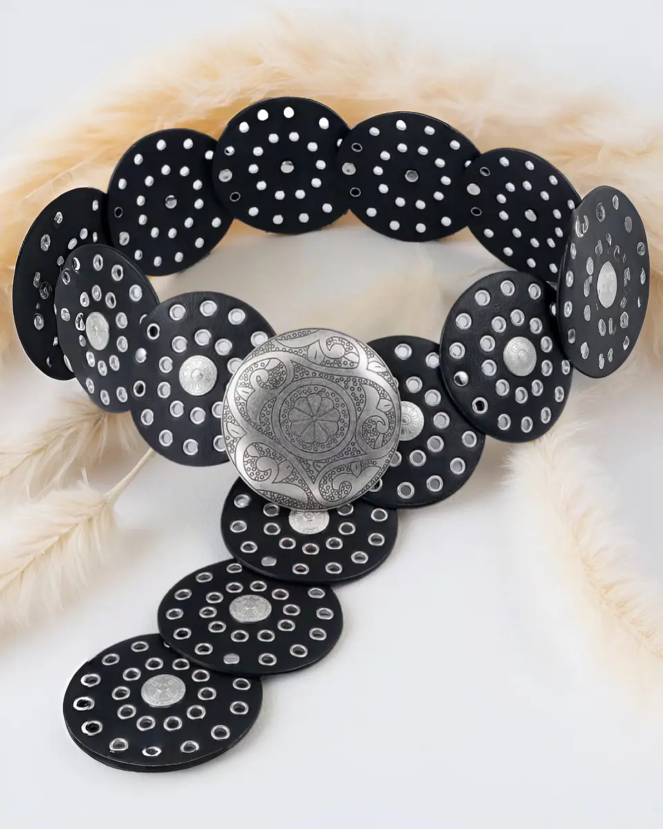 Maxi Cinturon Bohemian Chic Black Silver 3