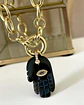 Collar Mano de Fátima Obsidiana Gold - Miniatura 5