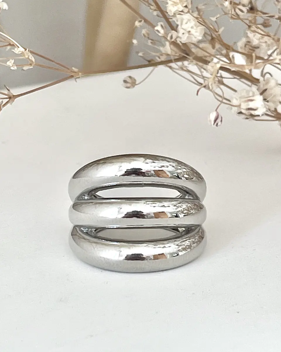 Anillo Maxi Triple Banda Grueso Silver 1