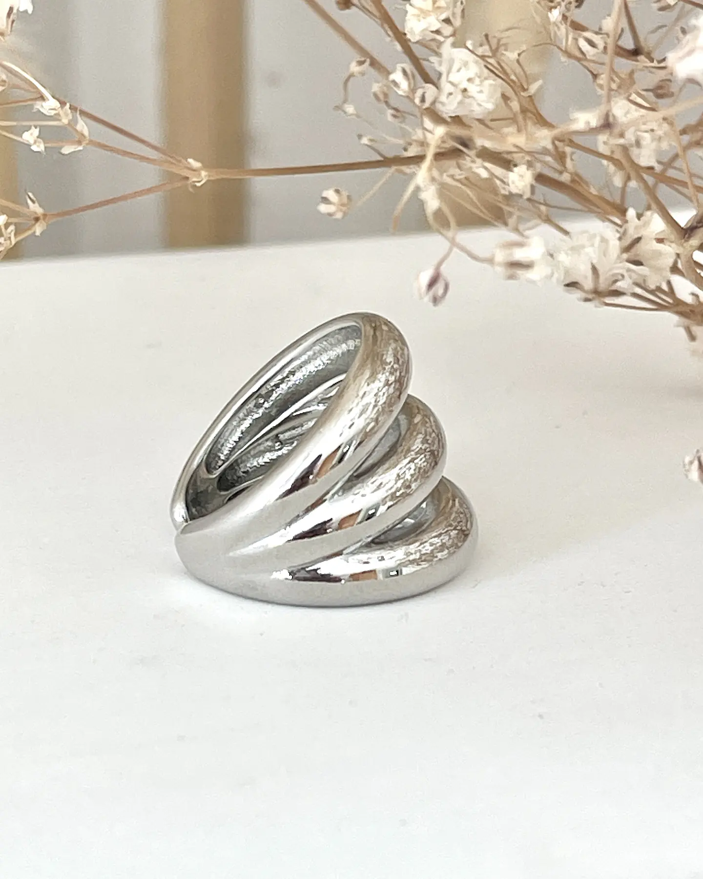 Anillo Maxi Triple Banda Grueso Silver 3