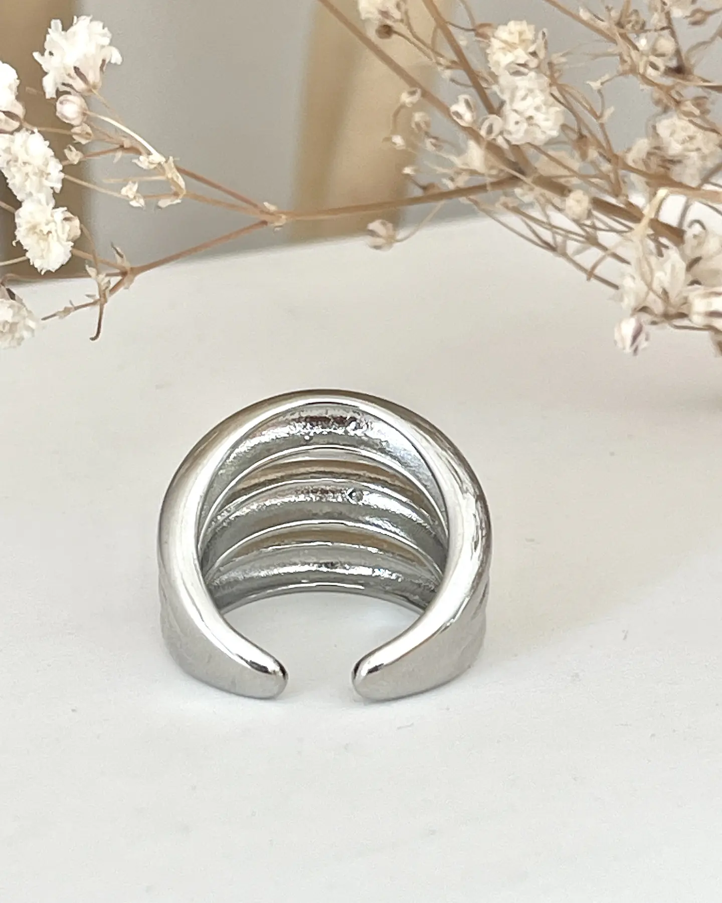 Anillo Maxi Triple Banda Grueso Silver 4