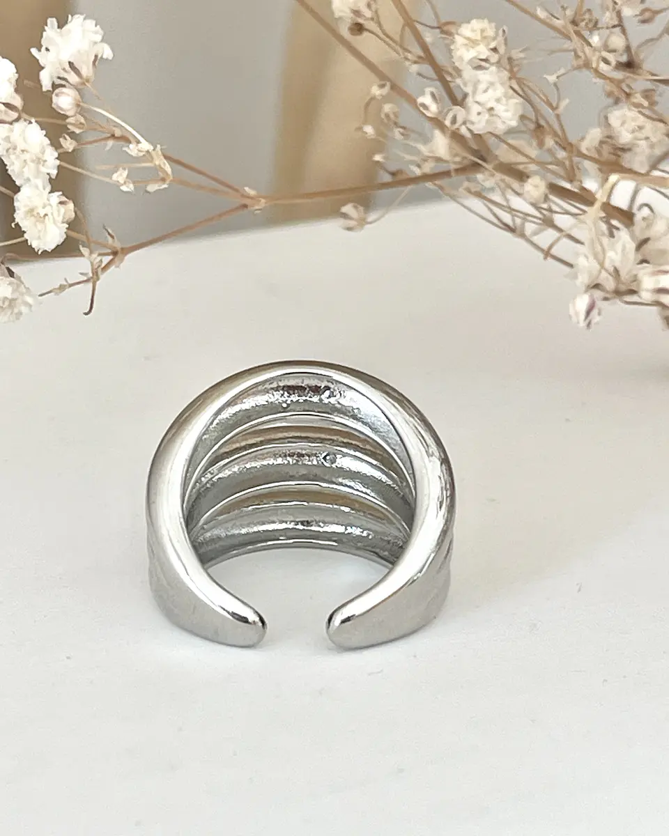 Anillo Maxi Triple Banda Grueso Silver 4