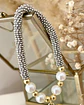Pulsera Corazón Inflado Perlas Silver Gold  - Miniatura 3