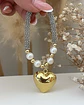 Pulsera Corazón Inflado Perlas Silver Gold  - Miniatura 5