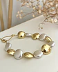 Pulsera Maxi Perlas y Balines Aplanados Gold - Miniatura 4